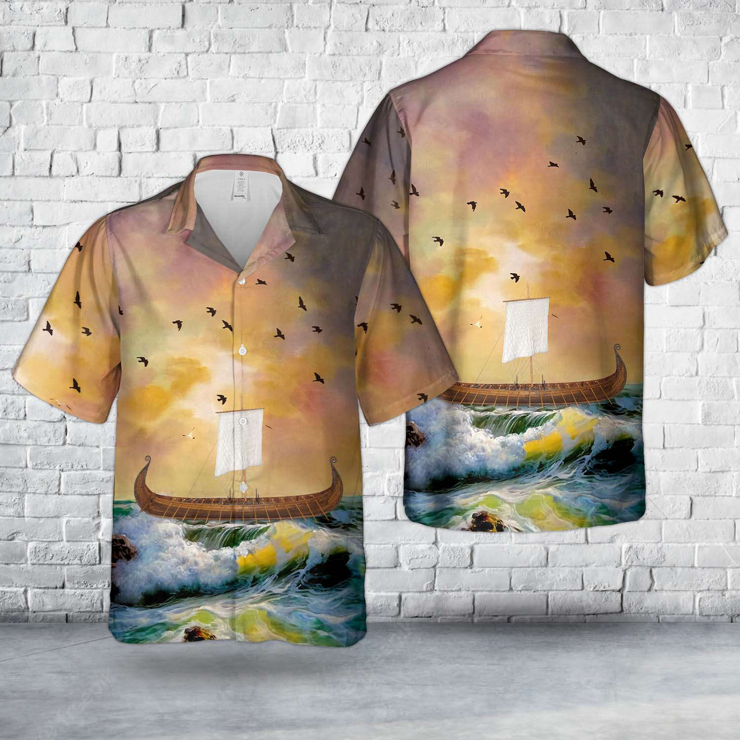 Viking Longboat Hawaiian Shirt Gift for Men Dad Father Gift for Men Dad Father