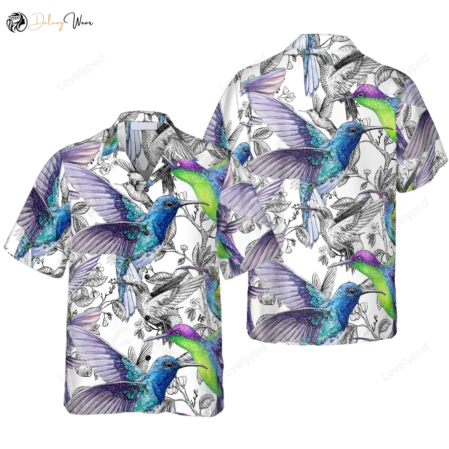 Vintage Hummingbirds Hawaiian Shirt – Unisex Hawaiian Shirt for Men and Women