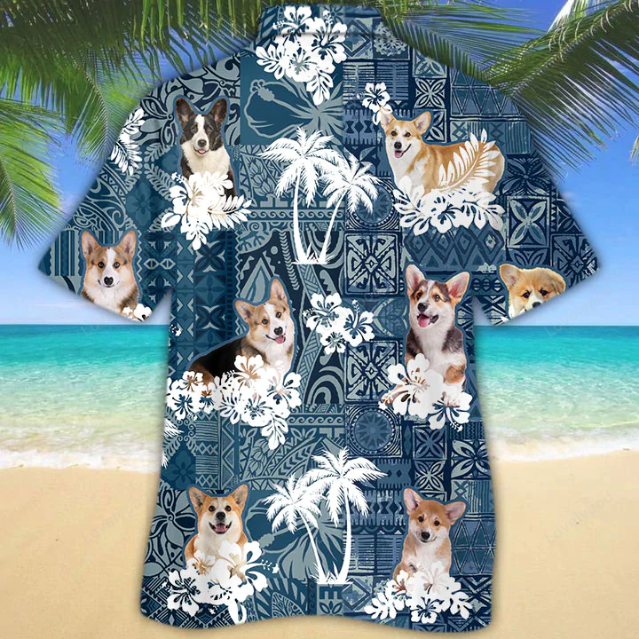 Stylish Welsh Corgi Hawaiian Shirts: Men s & Women s Corgi Flowers Aloha Shirt