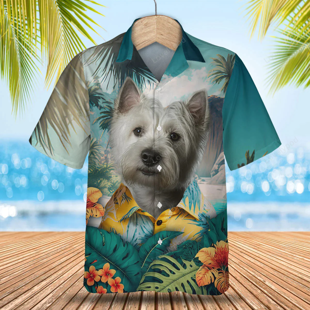 West Highland White Terrier 3D Hawaiian Shirt Gift for Men Women Fans – Dog Lover Summer Shirt Gift for Men Women Fans for Men and Women