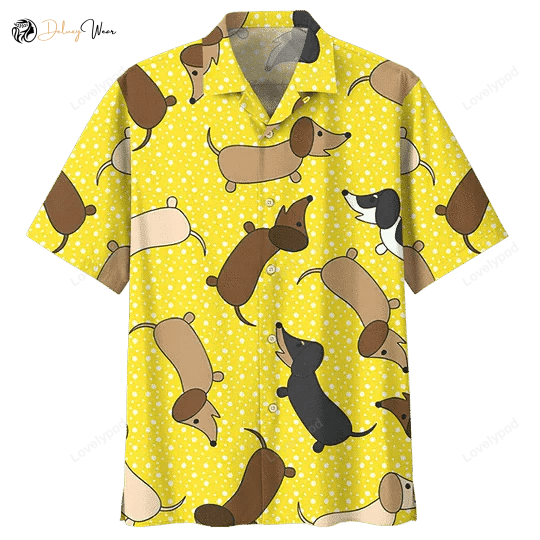 Vibrant Yellow Dachshund Watercolor Hawaiian Shirt Gift for Men Women Fans - Trendy & Unique Dog Lover s Apparel