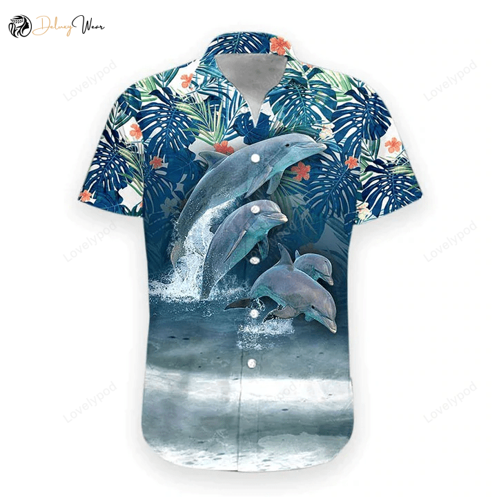 3D Dolphin Hawaii Shirt Gift for Men Women Fans – Vibrant Hawaiian Shirt Gift for Men Women Fans for Men & Women