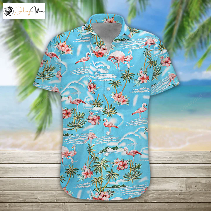 Stylish 3D Flamingo Hawaiian Shirt Gift for Men Women Fans for Men – Trendy Aloha Beach Shirt Gift for Men Women Fans