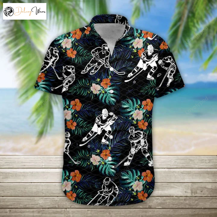 3D Hockey Hawaii Shirt Gift for Men Women Fans: Men s Aloha Beach & Women s Hawaiian Shirt Gift for Men Women Fanss