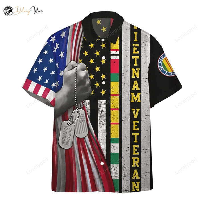 3D Vietnam Veteran Flags Custom Hawaiian Shirt Gift for Men Women Fans – Patriotic Tribute for Veterans