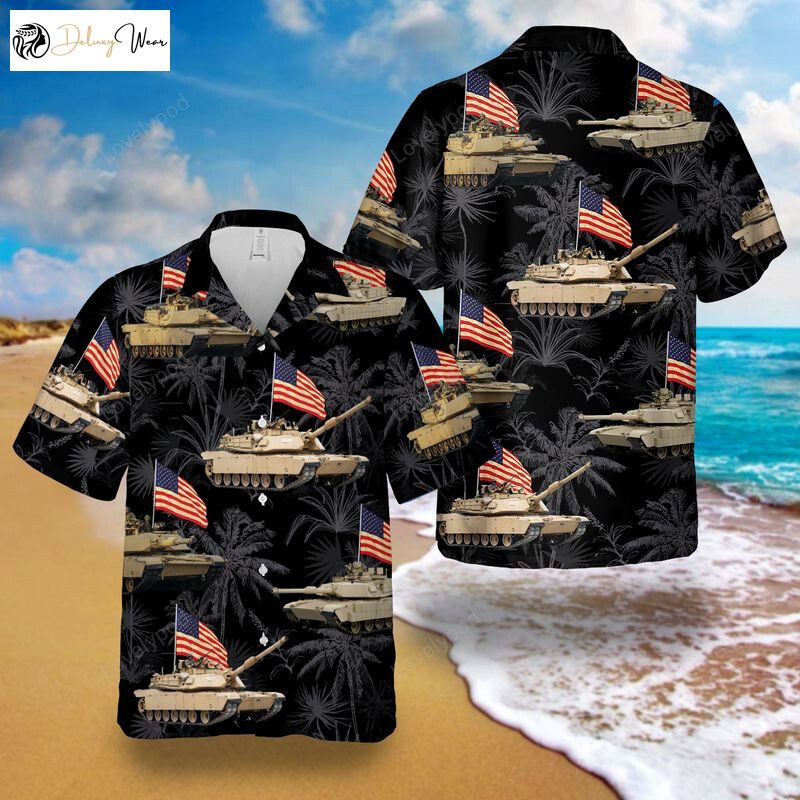 4th of July Hawaiian Shirt Gift for Men Women Fans – Patriotic Abrams Battle Tank Design for Men