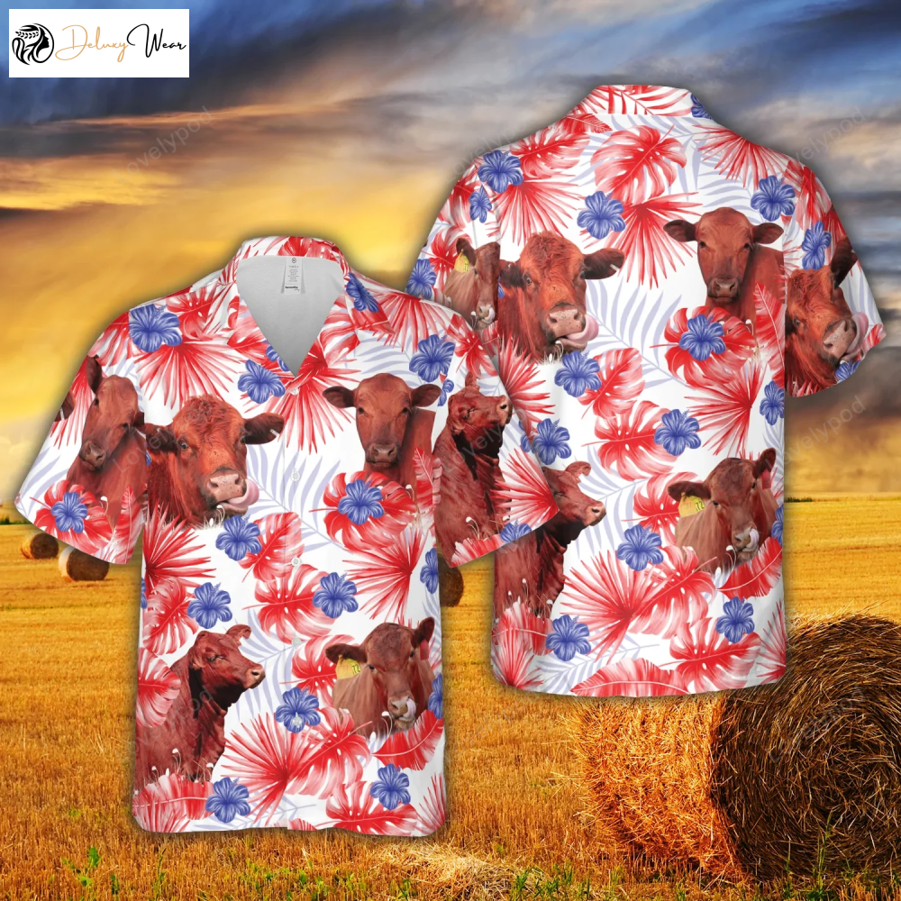American Colors Red Angus Hawaiian Shirt Gift for Men Women Fans – Unique Cow Design Perfect Summer Gift for Men and Women