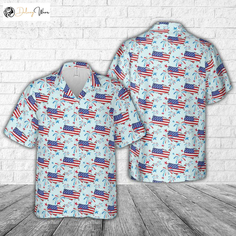 Get Festive with our American Map 4th Of July Hawaiian Shirt Gift for Men Women Fans – Short Sleeve Men s Shirt Gift for Men Women Fans