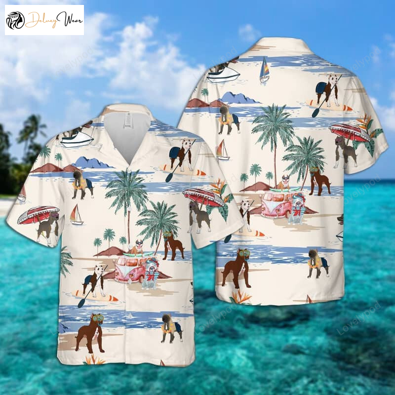 Stylish American Pit Bull Terrier Hawaiian Shirt Gift for Men Women Fans for Summer Beach Fun – Short Sleeve Dog Beach Shirt Gift for Men Women Fans