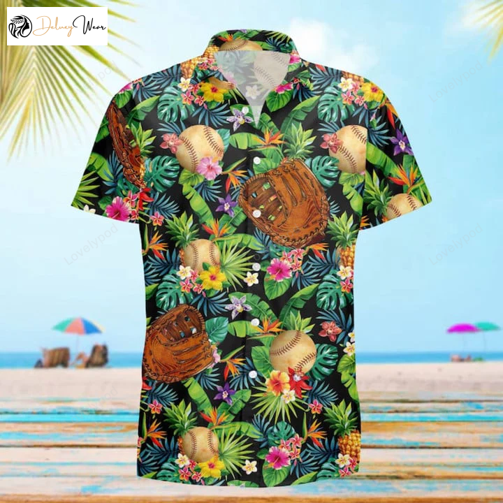 Baseball Flower Hawaiian Shirt Gift for Men Women Fans: Perfect Game Day Gift for Baseball Lovers & Beach Party Fun!