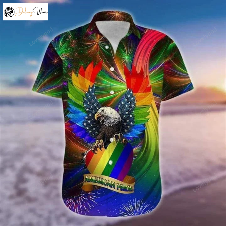 Hawaii LGBT Pride Beach Shirt Gift for Men Women Fans: Aloha American & Gay Hawaiian Shirt Gift for Men Women Fanss – Perfect for Beach Parties!