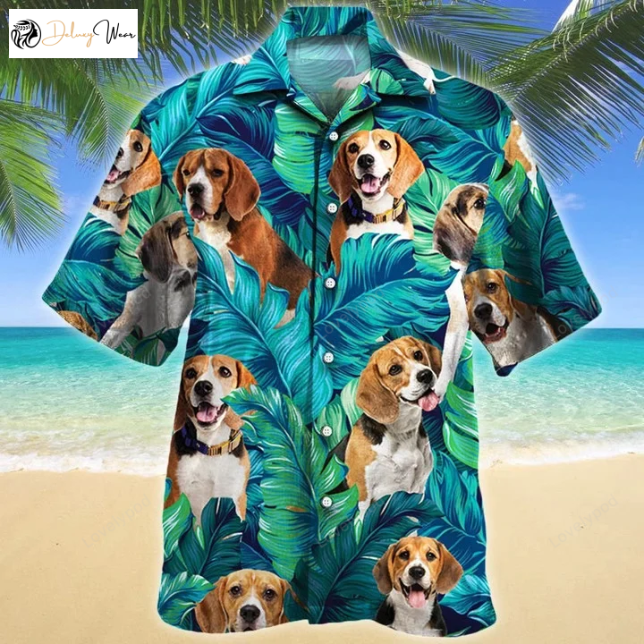 Beagle Dog Lovers Gift: Summer Beach Palm Tree Hawaiian Shirt Gift for Men Women Fans for Men – Short Sleeve Fun & Trendy