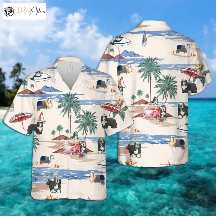 Bearded Collie Summer Beach Hawaiian Shirt Gift for Men Women Fans - Men s Aloha Beach Gift