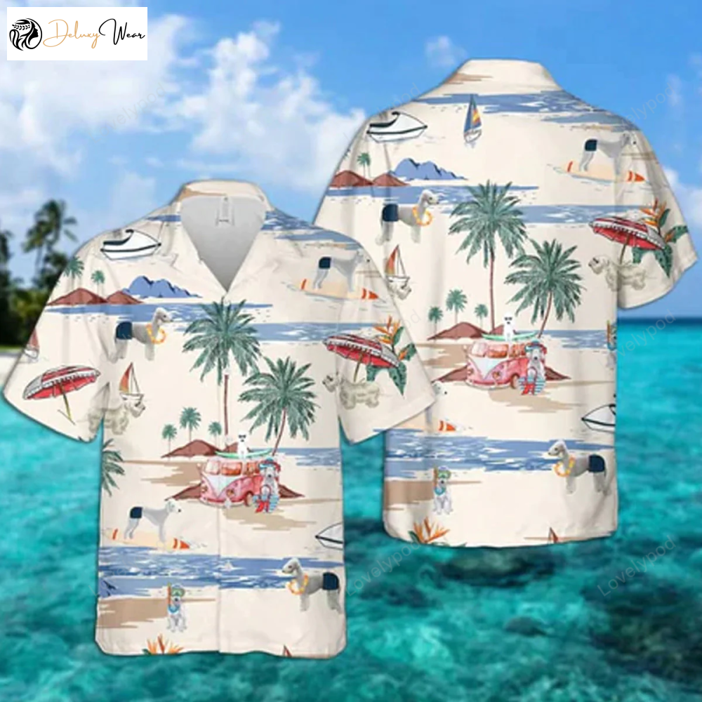 Stylish Bedlington Terrier Hawaiian Shirt Gift for Men Women Fans for Men – Perfect Summer Beach Aloha Shirt Gift for Men Women Fans