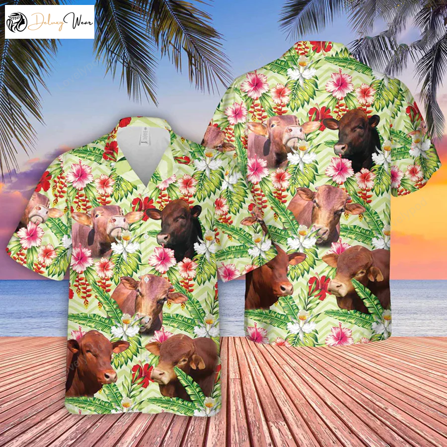 Beefmaster Hibiscus Floral 3D Hawaiian Shirt Gift for Men Women Fans – Farm Lover & Casual Button Down