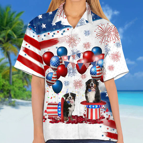 Shop Bernese Mountain Dog Independence Day Hawaiian Shirt Gift for Men Women Fans – Men & Women s 4th of July