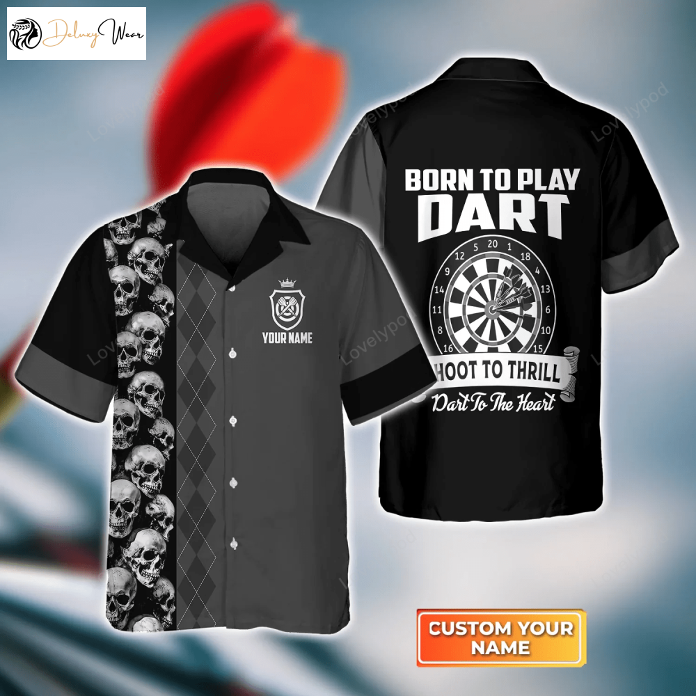 Born to Play Dart Shoot to Thrill 3D Hawaiian Shirt Gift for Men Women Fans – Men s & Women s Darts Team Shirt Gift for Men Women Fans