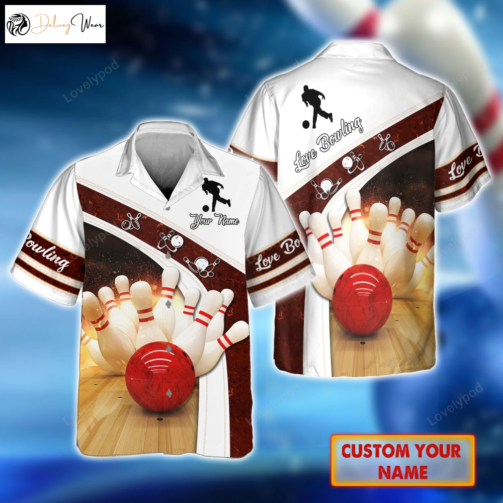 Strike a Fire with Bowling Hawaiian Shirt Gift for Men Women Fans – Perfect for Men Women and Bowling Teams!