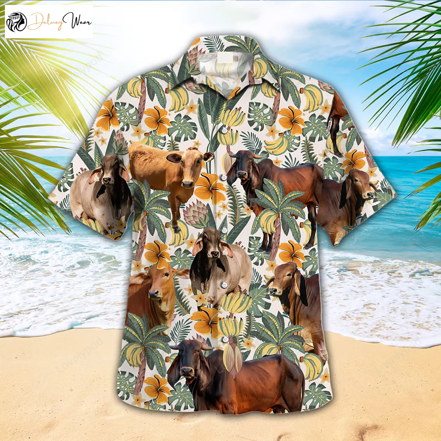 Brahman & Animal Hawaiian Shirt Gift for Men Women Fanss – Cow Lover & Farmer Shirt Gift for Men Women Fans for Men & Women