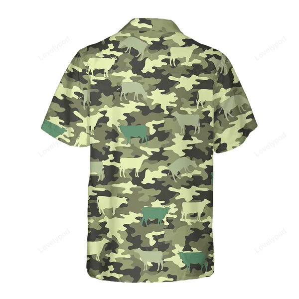 CAMOUFLAGE COW All Printed 3D Hawaiian Shirt Gift for Men Women Fans – Fun Cow Design for Men & Women Perfect Summer Gift