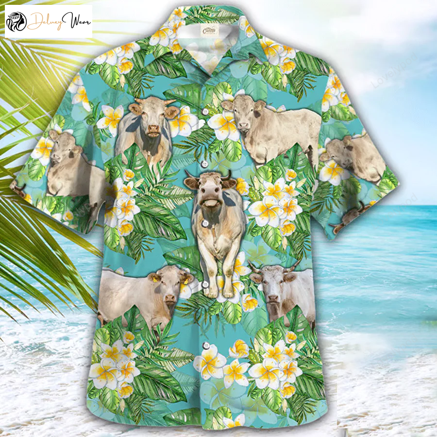 Charolais Cow Hawaiian Shirt Gift for Men Women Fans – Funny Animal Gift For Him Men s Cow Lovers Shirt Gift for Men Women Fans