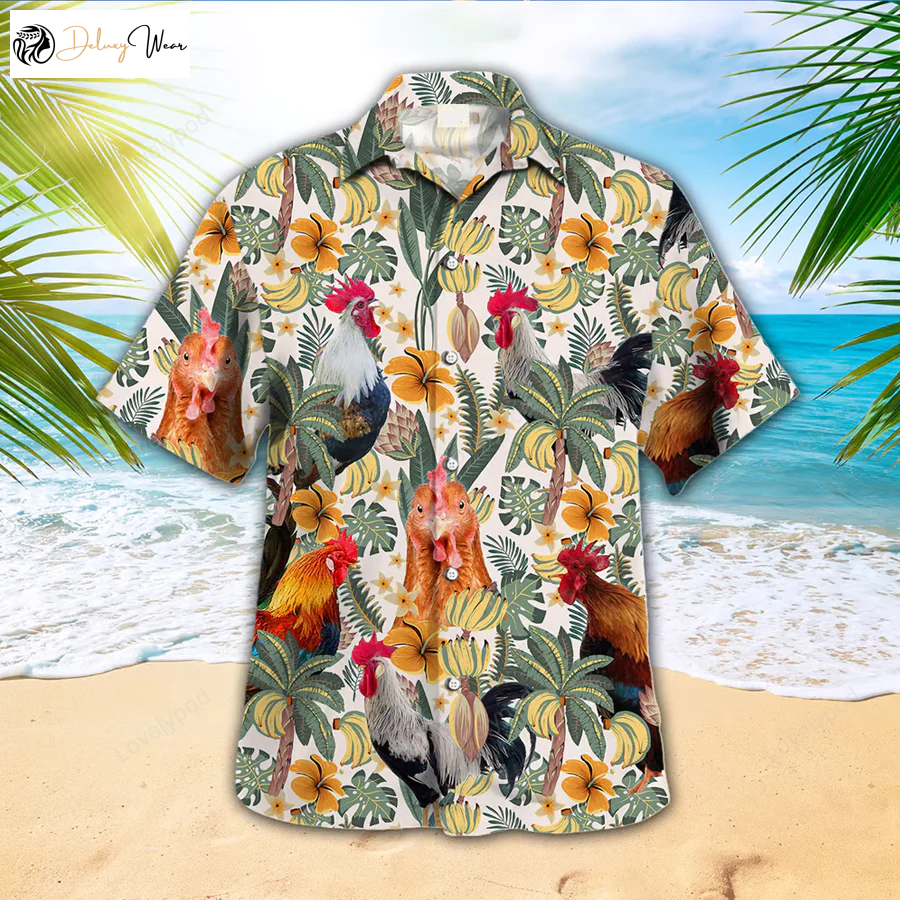 Animal Hawaiian Shirt Gift for Men Women Fanss: Chicken & Farmer Shirt Gift for Men Women Fans for Men and Women