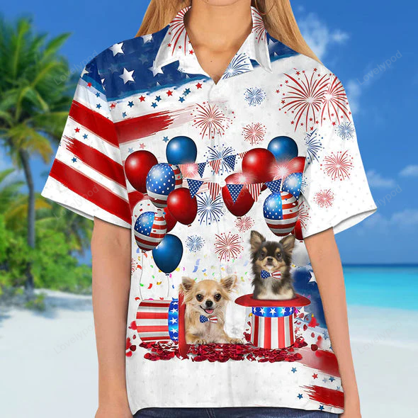 Chihuahua Independence Day Hawaiian Shirt Gift for Men Women Fans – Men Women 4th of July Design