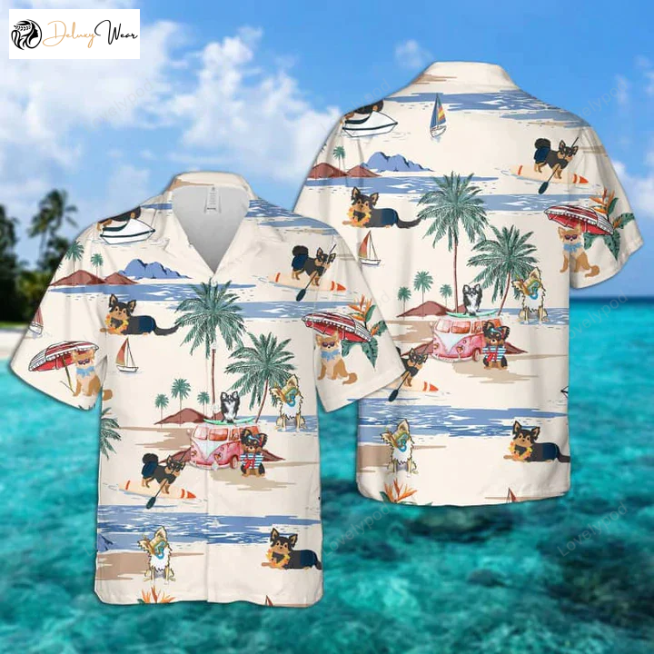 Chihuahua Longhair Summer Beach Hawaiian Shirt Gift for Men Women Fans – Men s Short Sleeve Aloha Beachwear