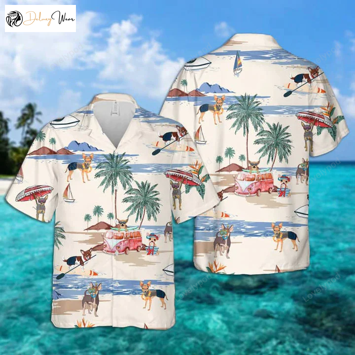 Men s Chihuahua Hawaiian Shirt Gift for Men Women Fans: Short Sleeve Aloha Beach Shirt Gift for Men Women Fans for a Stylish Summer