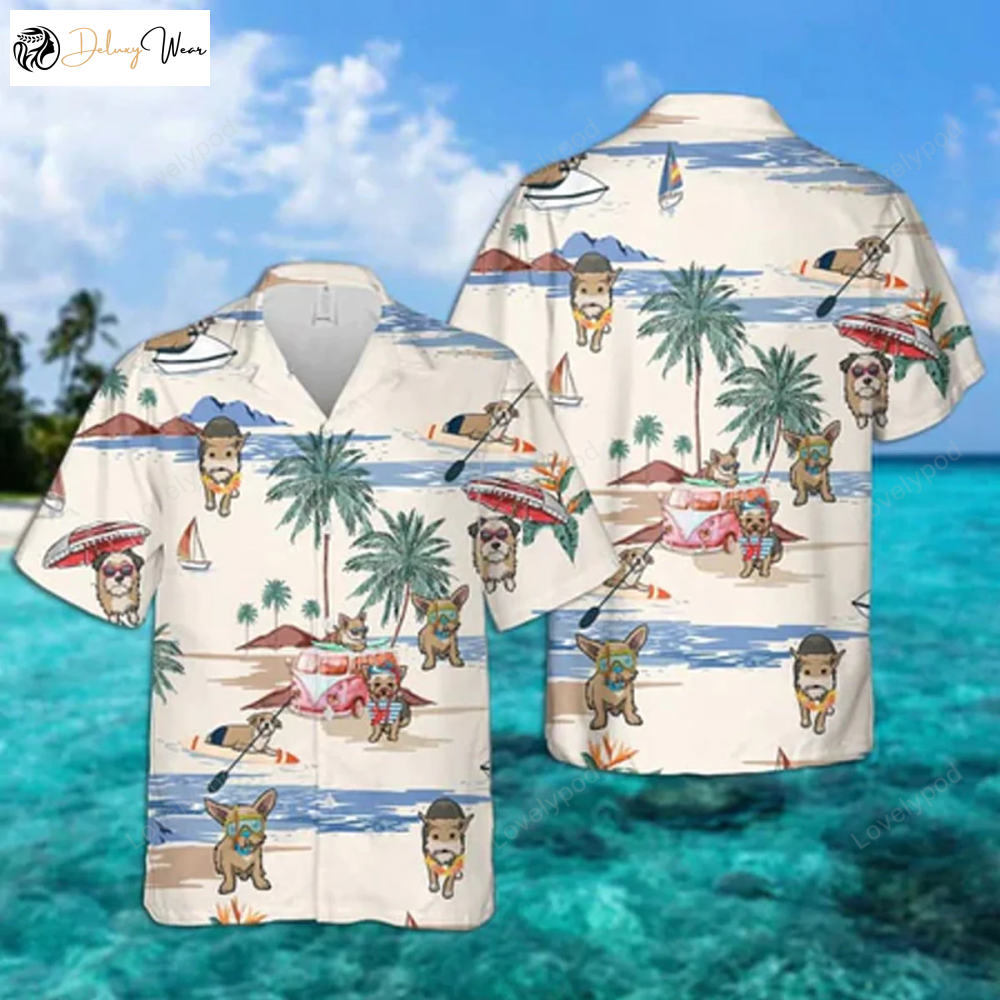 Men s Chorkie Summer Beach Hawaiian Shirt Gift for Men Women Fans – Short Sleeve Aloha Beach Shirt Gift for Men Women Fans