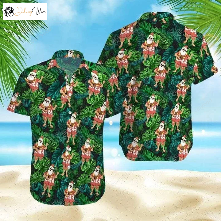 Vintage Hawaiian Santa Claus Shirt Gift for Men Women Fans: Festive Ukulele Christmas Aloha for Men