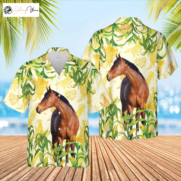 Corn Farm Horse 3D & Cow Hawaiian Shirt Gift for Men Women Fans – Fun Summer Gifts for Men & Women