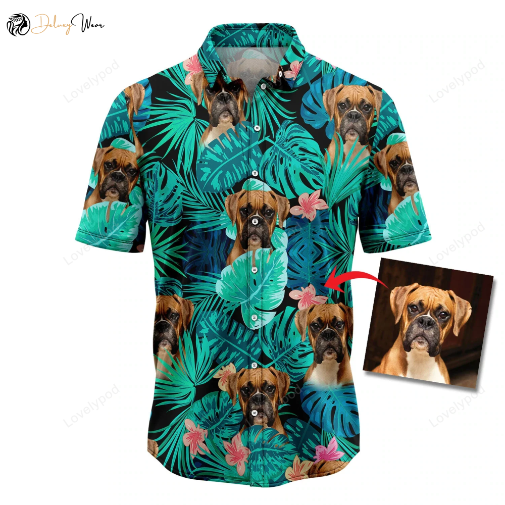 Dapper Dog Face Hawaiian Shirt Gift for Men Women Fans: Customizable Men s & Women s Summer Aloha Beach Attire