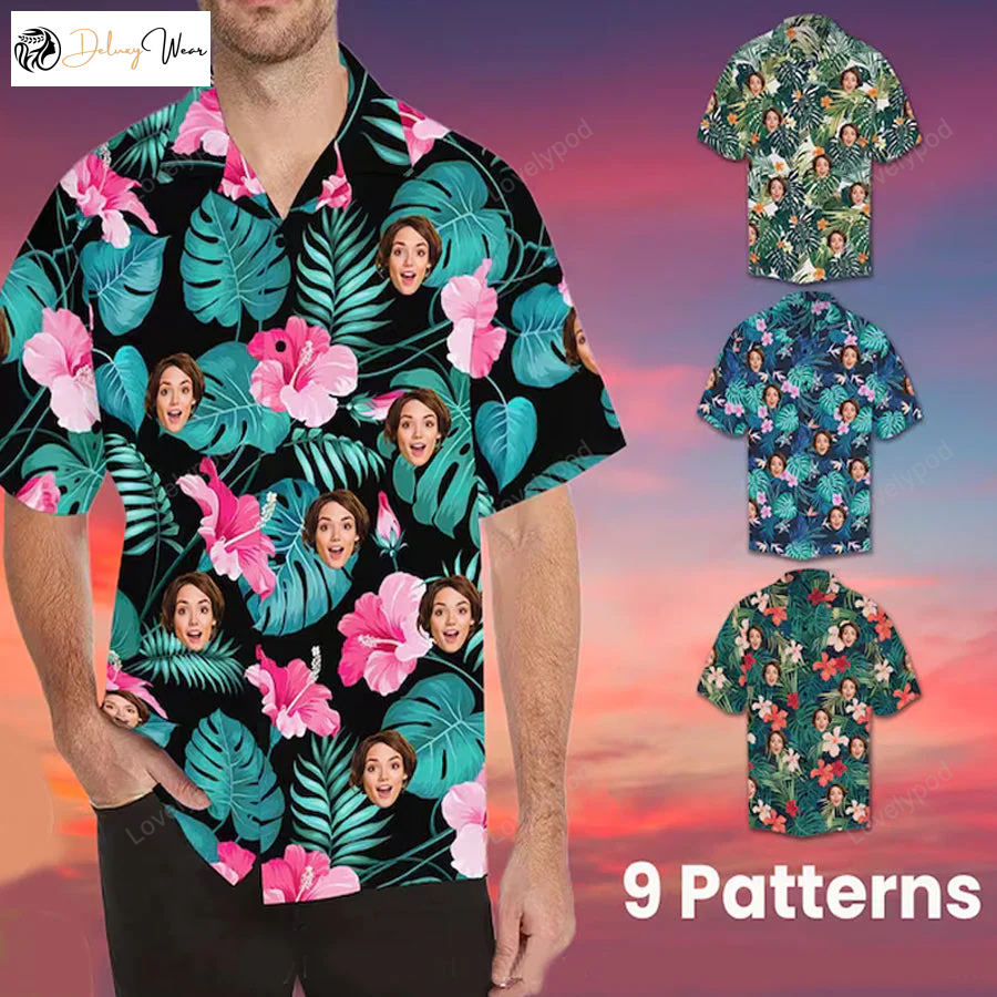 Custom Face Hawaiian Shirt Gift for Men Women Fans for Boyfriend or Husband – Floral Men s Hawaiian Shirt Gift for Men Women Fans