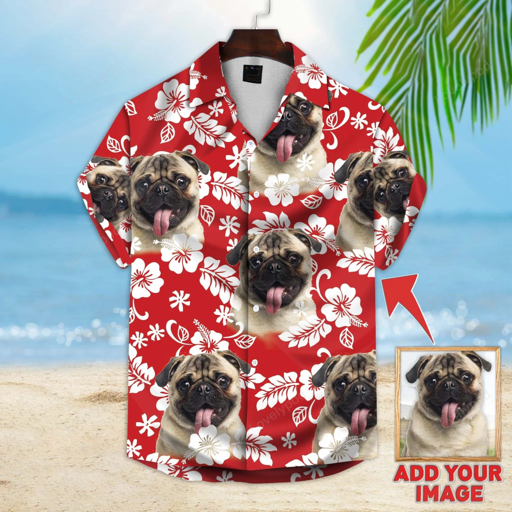 Custom Dog Floral Aloha Shirt Gift for Men Women Fans with Flowers Pattern – Short-Sleeve Hawaiian Shirt Gift for Men Women Fans for Men & Women