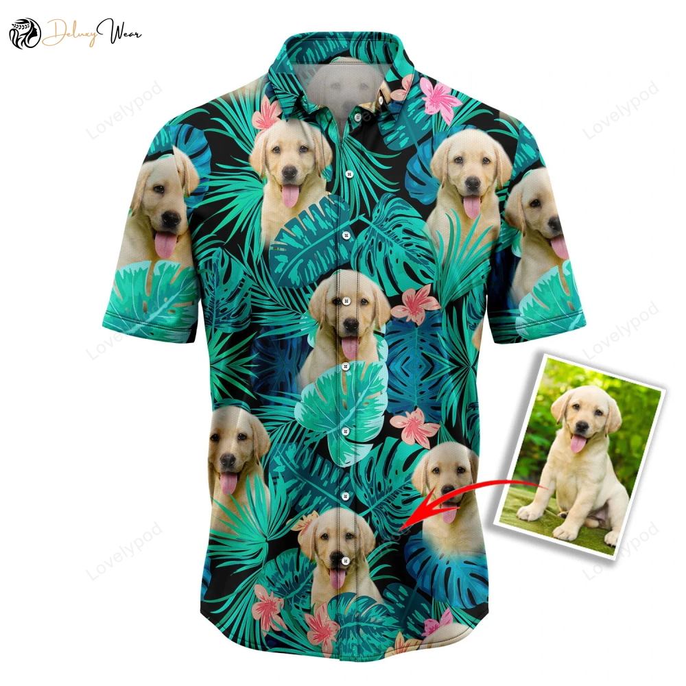 Custom Photo Dog Tropical Hawaiian Shirt Gift for Men Women Fans – Summer Aloha Beach Shirt Gift for Men Women Fans for Men & Women