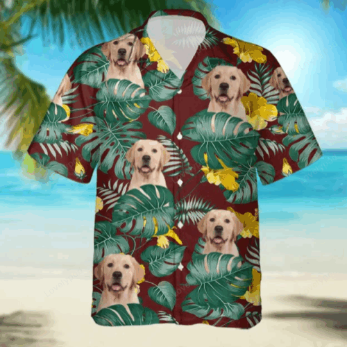 Custom Photo Labrador Retriever Hawaiian Shirt Gift for Men Women Fans – Upload Your Dog s Image Men s Hawaiian Shirt Gift for Men Women Fans