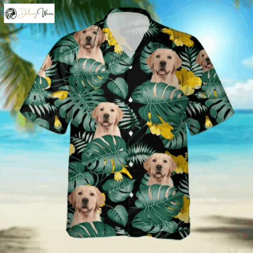 Custom Photo Labrador Retriever Hawaiian Shirt Gift for Men Women Fans – Upload Your Dog s Image Men s Hawaiian Shirt Gift for Men Women Fans