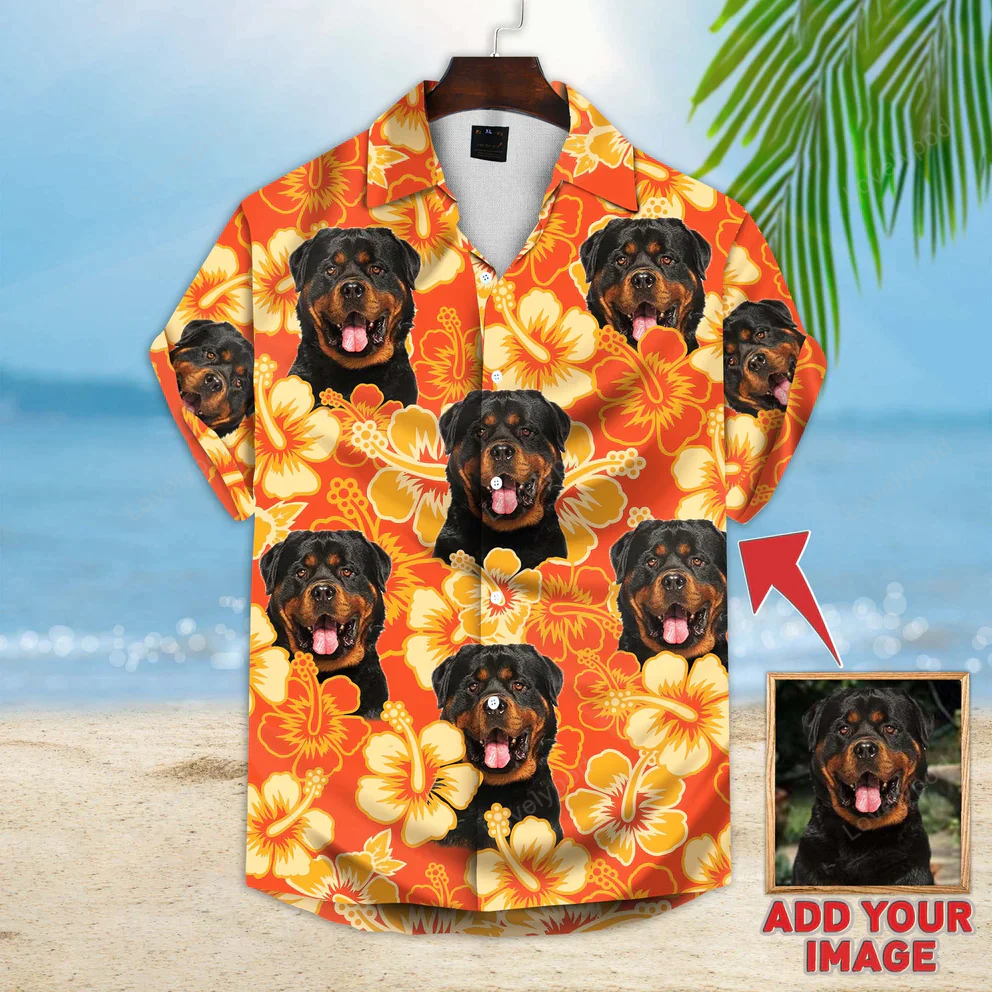 Custom Tropical Pattern & Dog Photo Hawaiian Shirt Gift for Men Women Fanss – Unique Short-Sleeve Designs