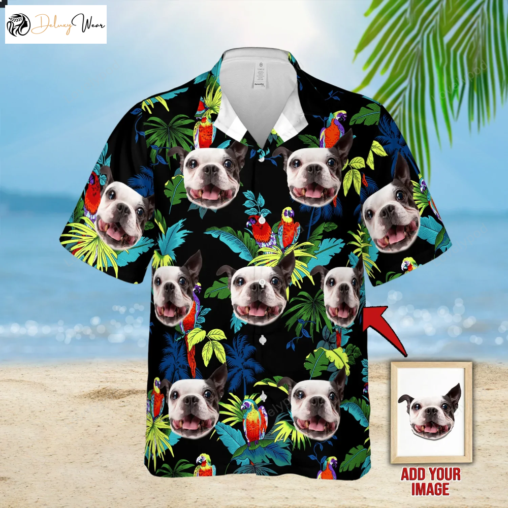 Custom Tropical Pattern & Dog Photo Hawaiian Shirt Gift for Men Women Fanss – Unique Short-Sleeve Designs