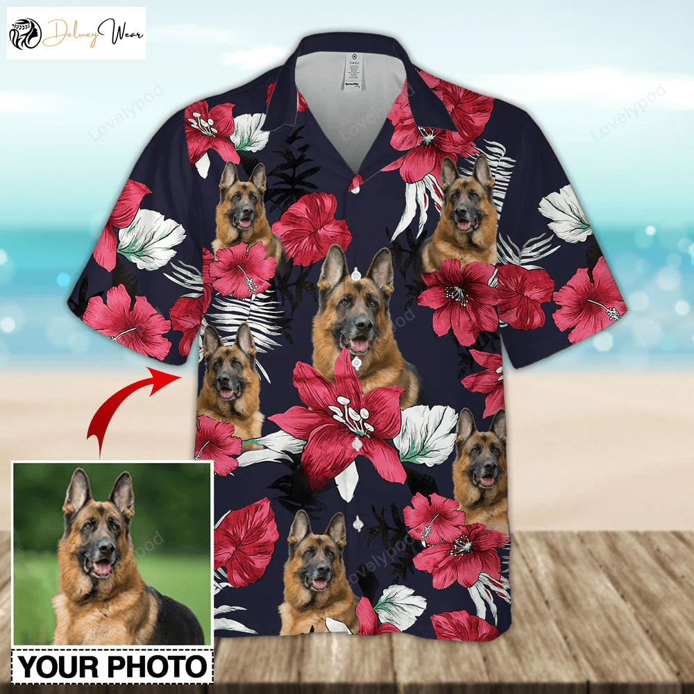 Customized Dog Photo Hawaiian Shirt Gift for Men Women Fans – Summer Aloha Beach Shirt Gift for Men Women Fans for Men & Women