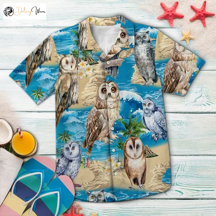 Cute Owl Hawaiian Shirt Gift for Men Women Fans: Perfect for Summer Beach Vacation