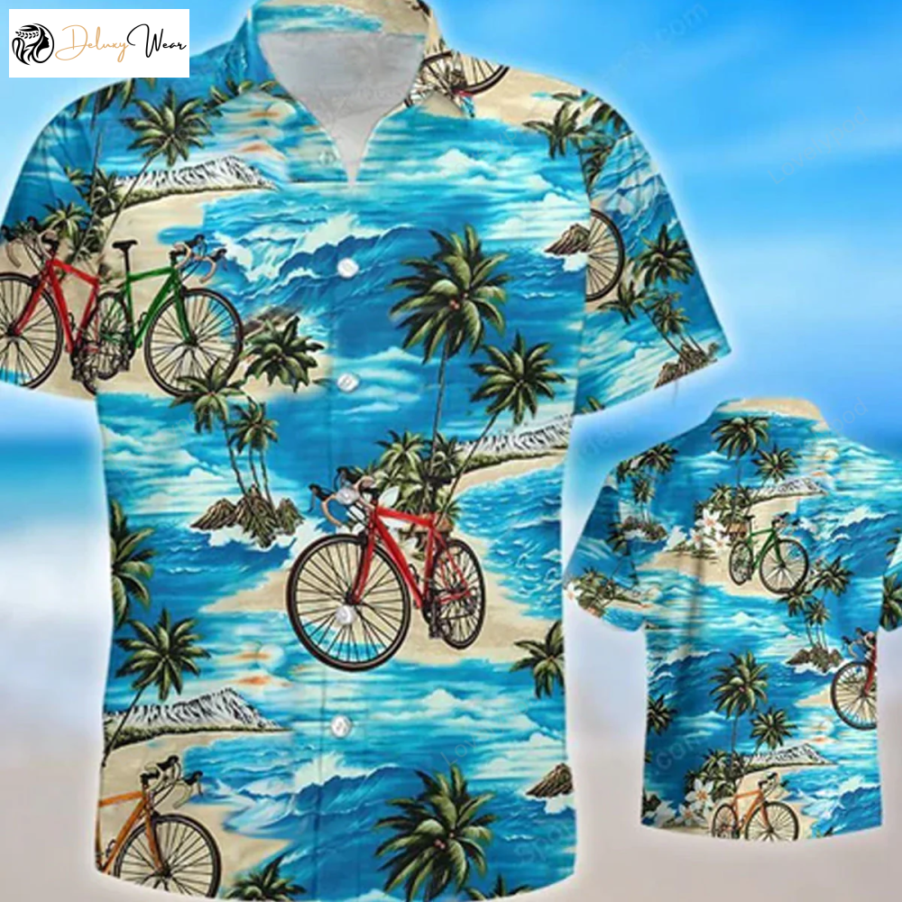 Cycling Watercolor Hawaiian Shirt Gift for Men Women Fans: Stylish Men s Summer Gift with Aloha Beach Vibes
