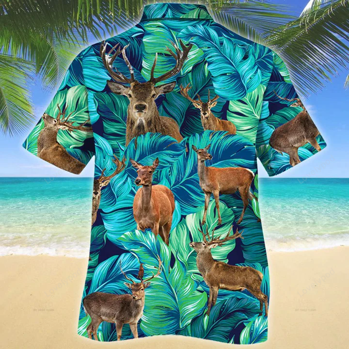 Hawaiian Shirt Gift for Men Women Fans for Deer Lovers: Tropical Men s Deer Shirt Gift for Men Women Fanss