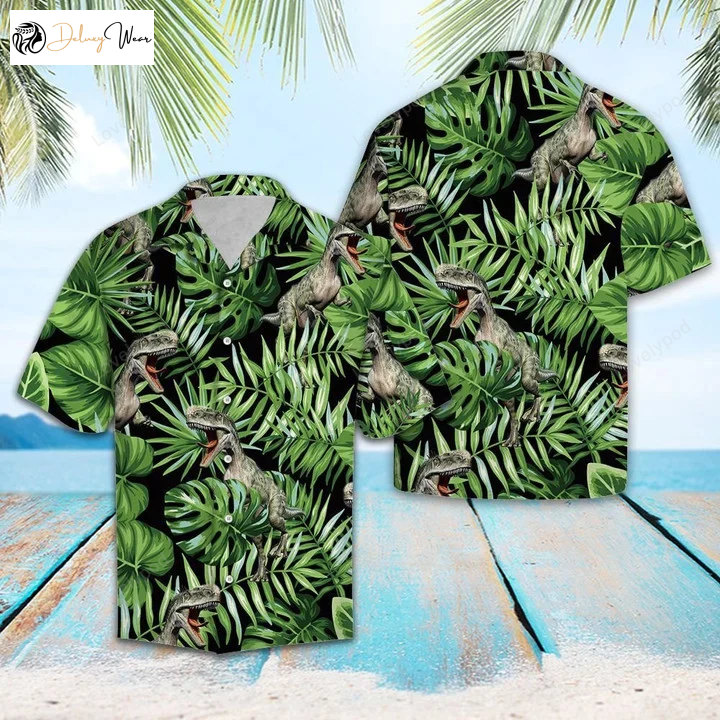 Discover the Majestic Dinosaur in Deep Forest Hawaiian Shirt Gift for Men Women Fans – Unique Design Perfect for Nature Lovers!