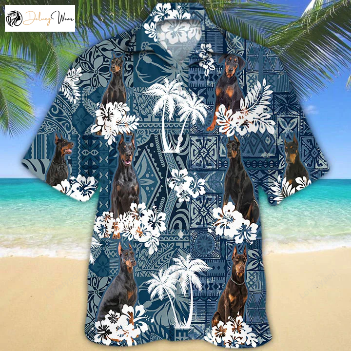 Dog Summer Aloha Hawaiian Shirt Gift for Men Women Fans for Men & Women - Doberman Pinscher Print
