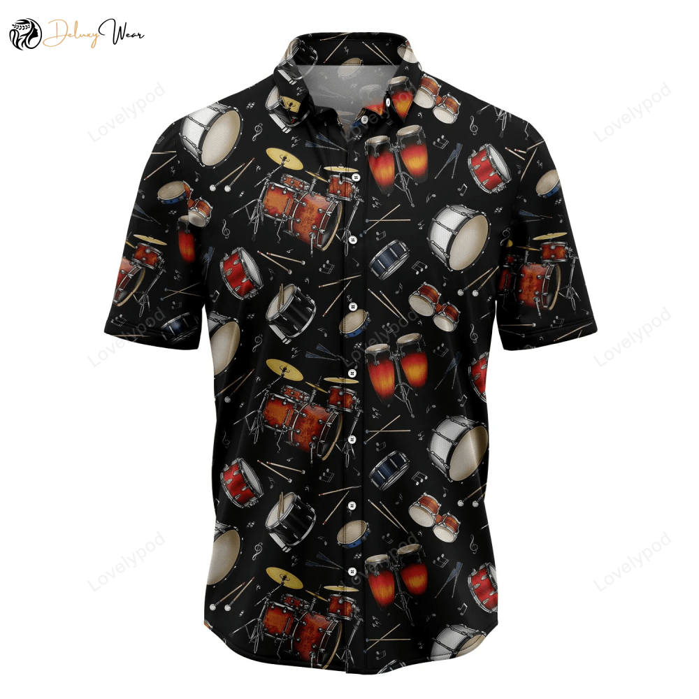 Drum Retro Hawaiian Shirt Gift for Men Women Fans – Summer Gift for Men Aloha Beach Style