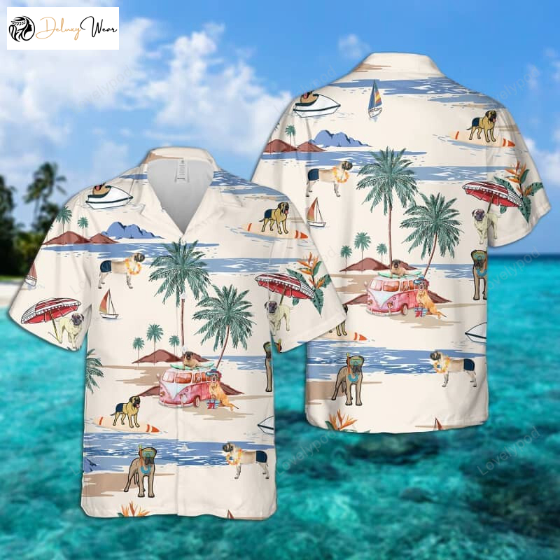 English Mastiff Summer Beach Hawaiian Shirt Gift for Men Women Fans – Dog Beach Short Sleeve Shirt Gift for Men Women Fans