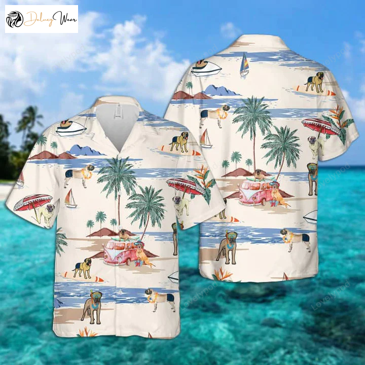 English Mastiff Summer Beach Hawaiian Shirt Gift for Men Women Fans – Men s Short Sleeve Aloha Beach Shirt Gift for Men Women Fans