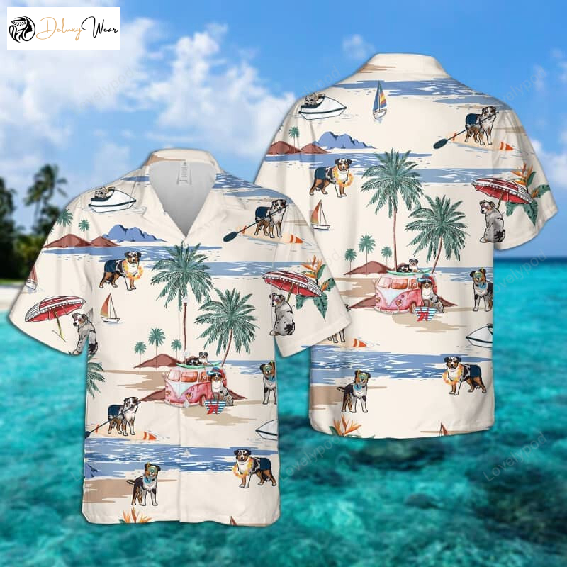 English Shepherd Summer Beach Hawaiian Shirt Gift for Men Women Fans – Dog Beach Short Sleeve Shirt Gift for Men Women Fans